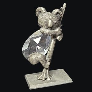 Handcrafted Genuine Pewter Koala Bear Swarovski Crystal Figurine